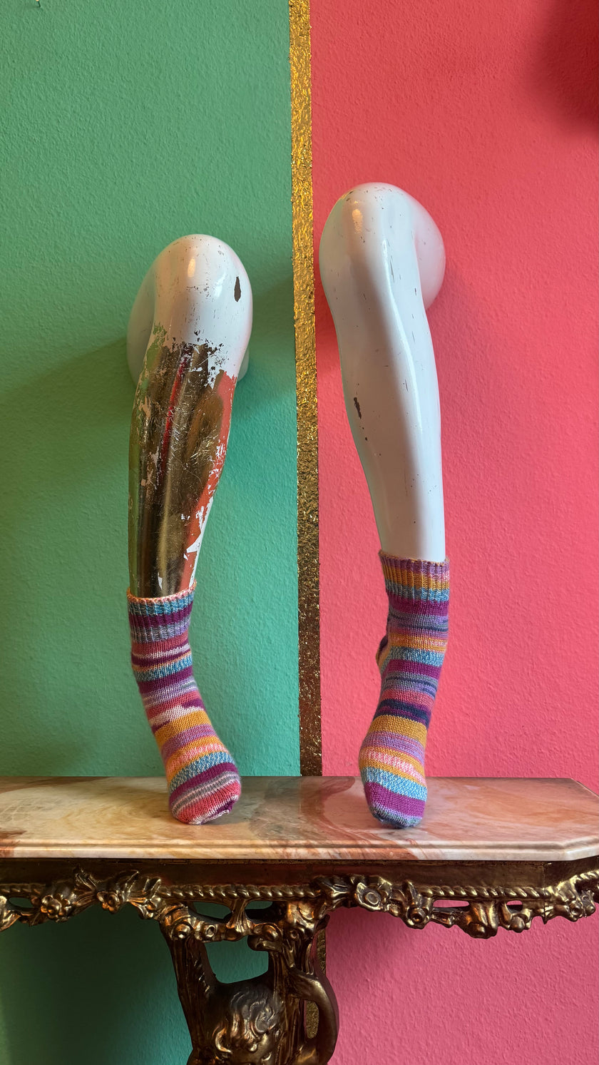 Multicolor Striped Acrylic Knit Socks – Made in Tuscany