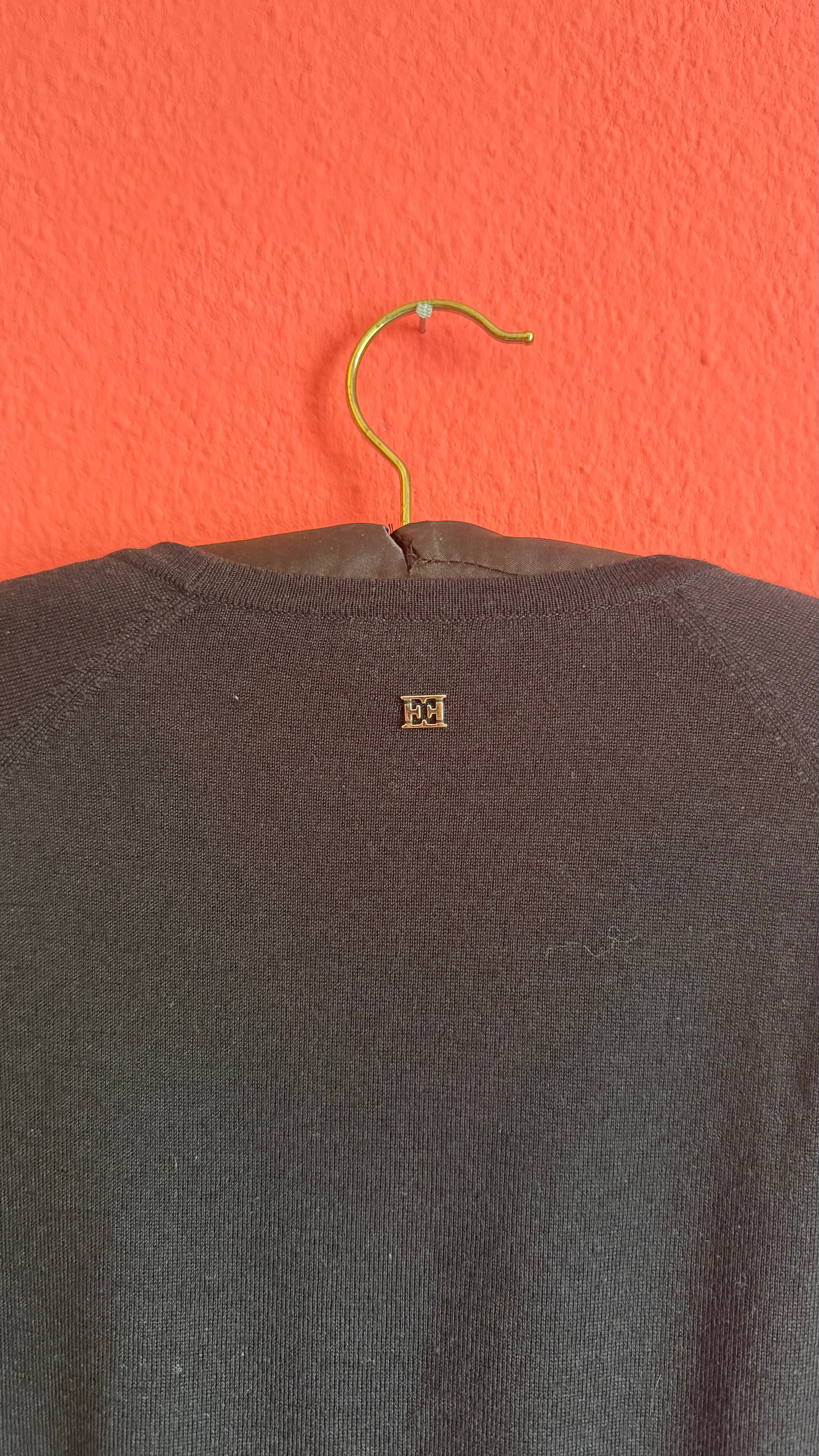 Escada Black Cardigan with Turquoise Floral Embroidery