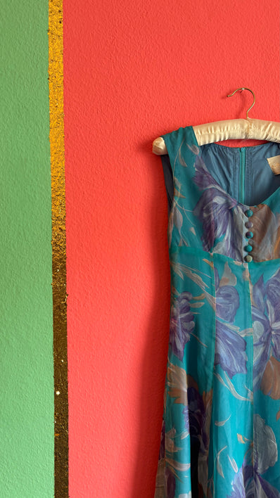 Vintage Bayern Moden Floral Sheer Maxi Dress