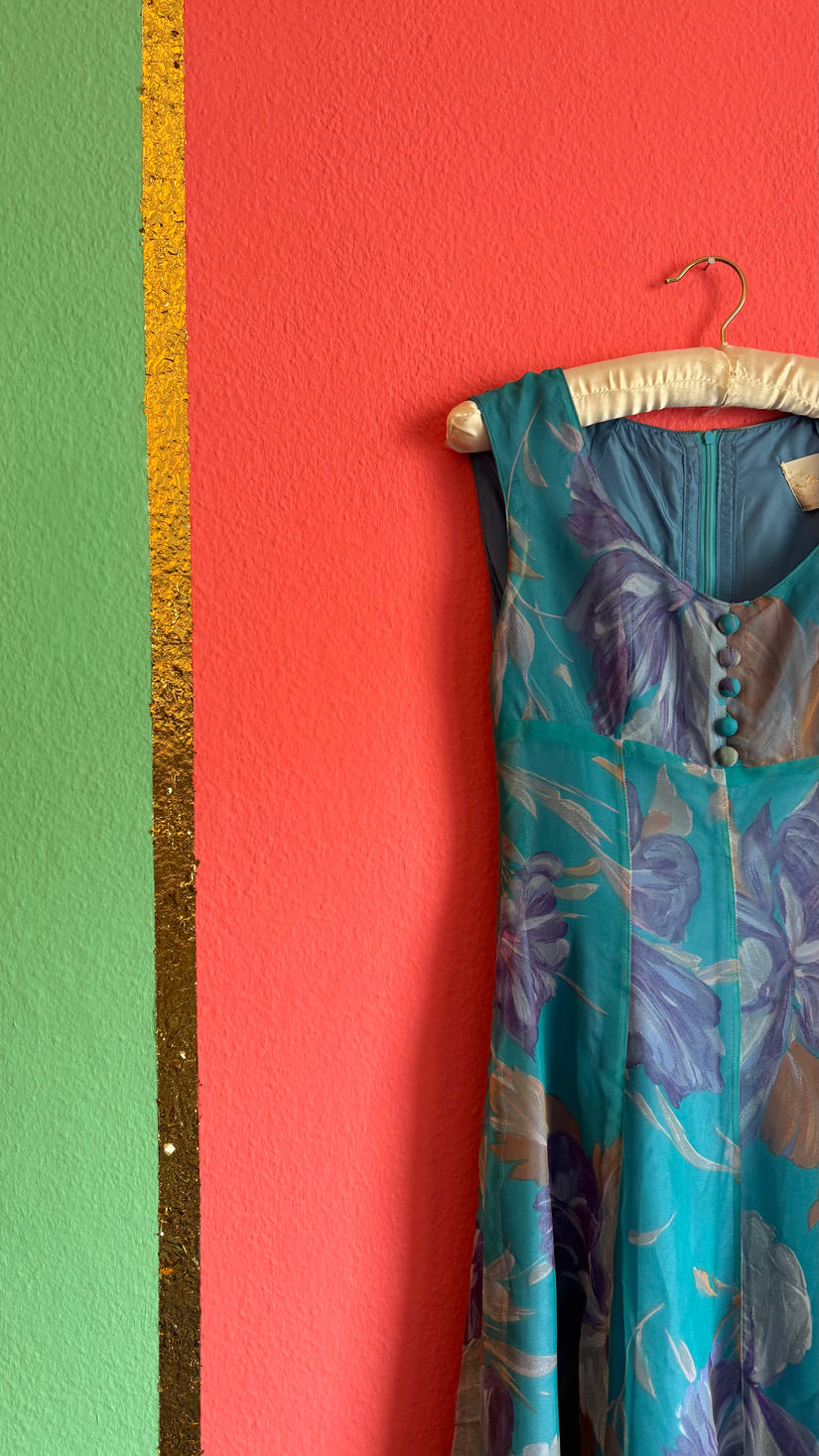 Vintage Bayern Moden Floral Sheer Maxi Dress