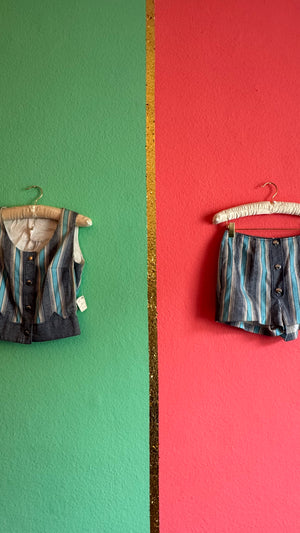 Vintage Striped Vest and Shorts Co-Ord Set