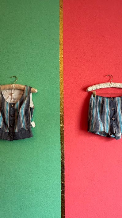 Vintage Striped Vest and Shorts Co-Ord Set