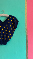 Handmade Navy & Mustard Polka Dot Knit Sweater Vest