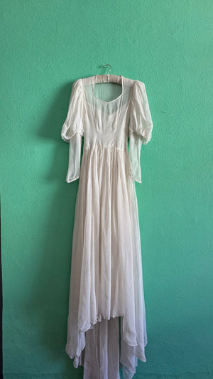 Vintage White Sheer Textured Maxi Dress