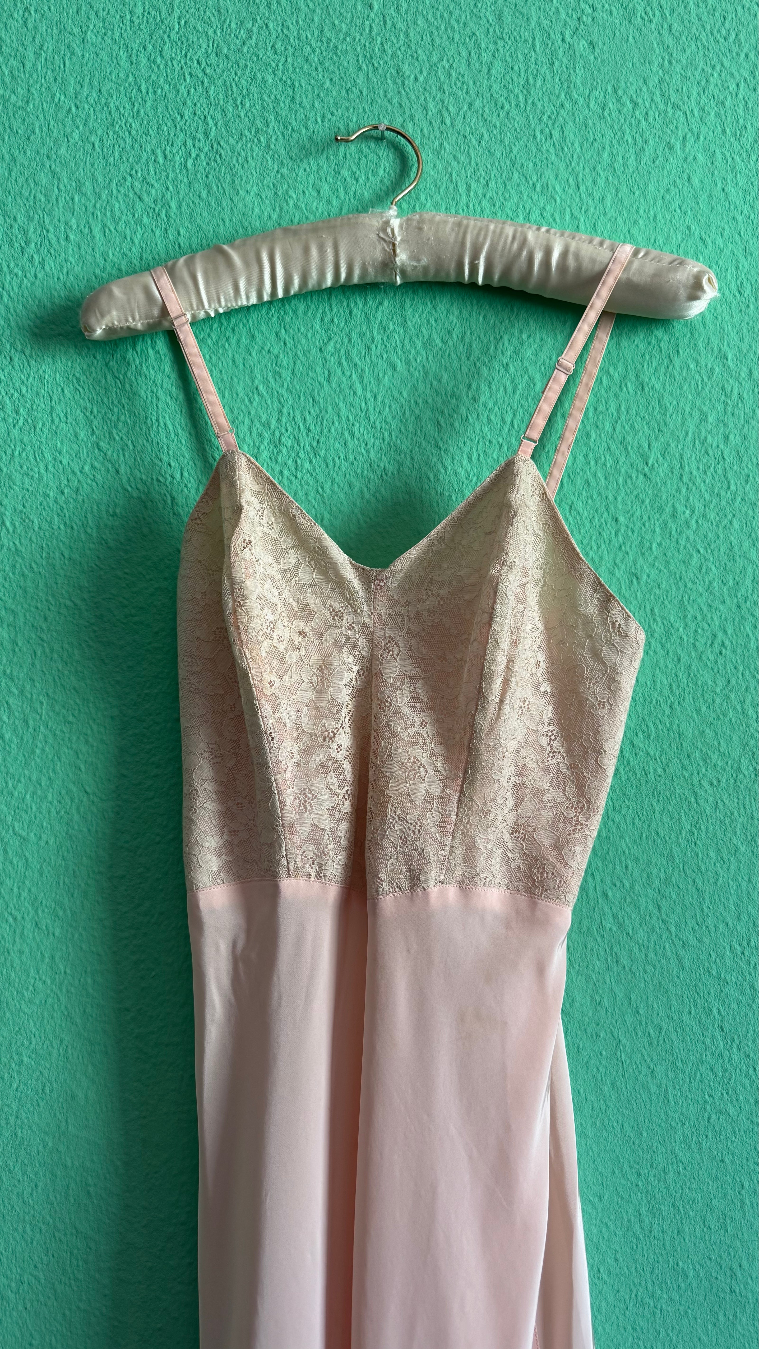 1990s Blush Pink Lace Slip Dress