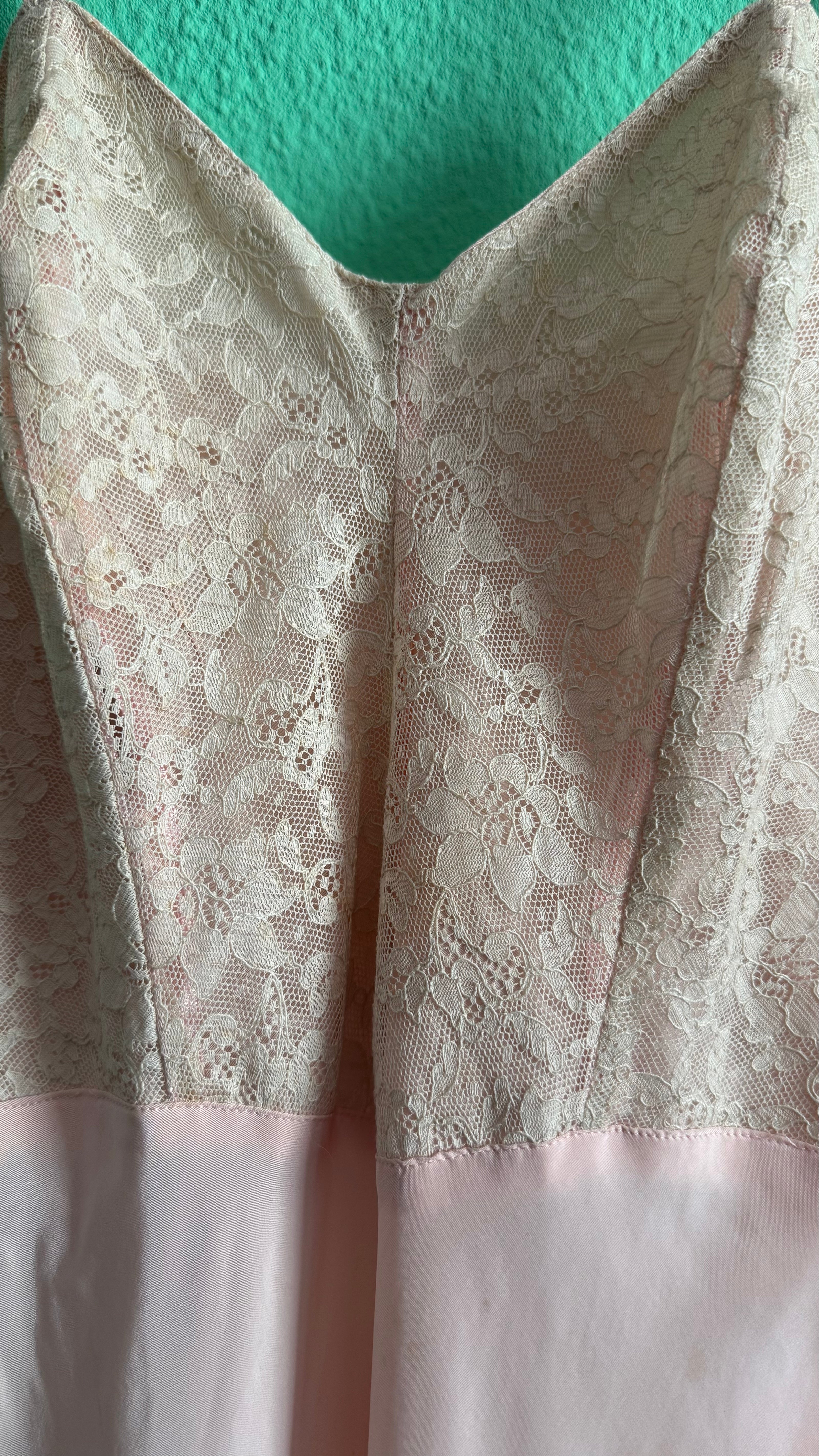 1990s Blush Pink Lace Slip Dress