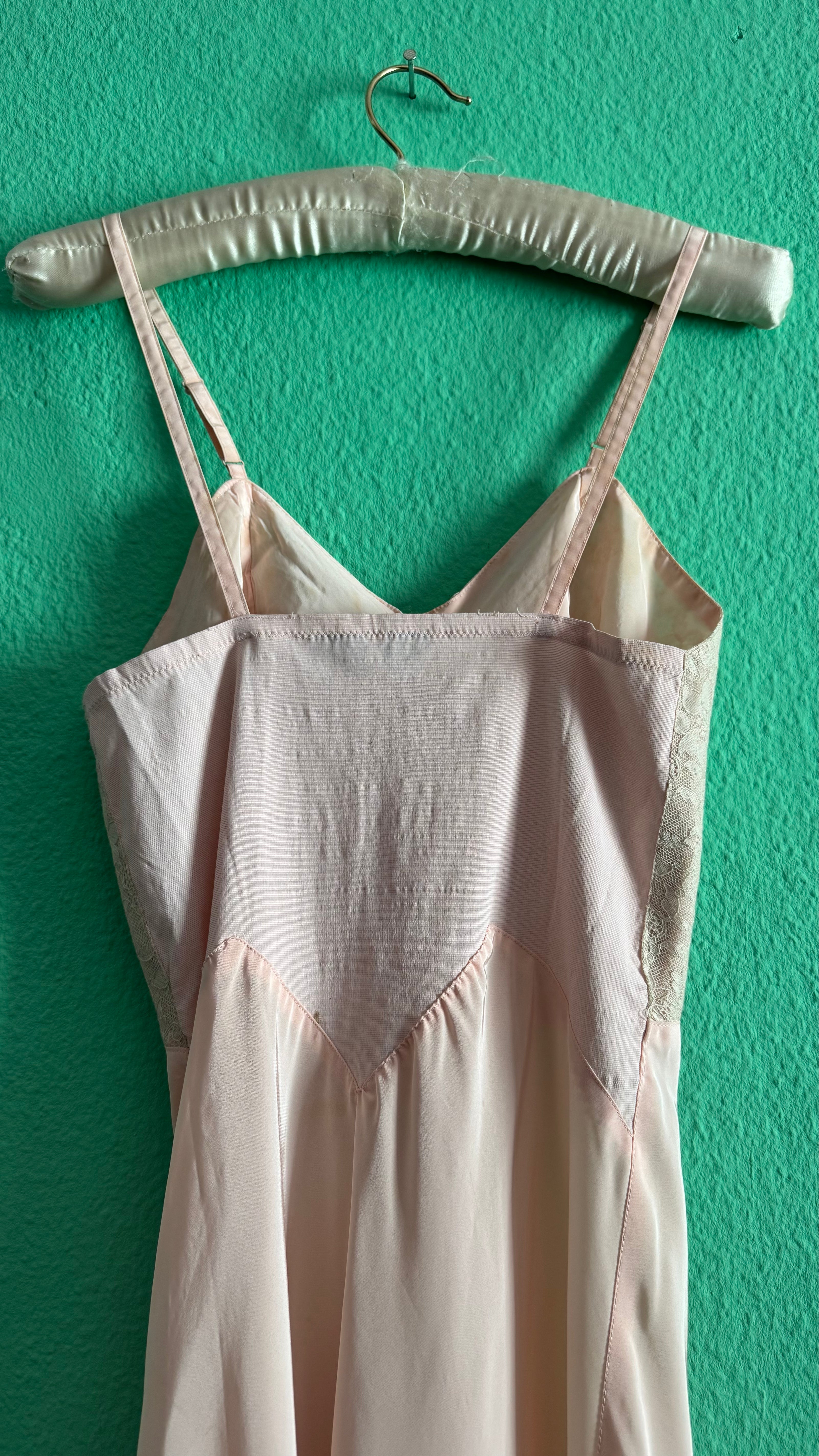 1990s Blush Pink Lace Slip Dress