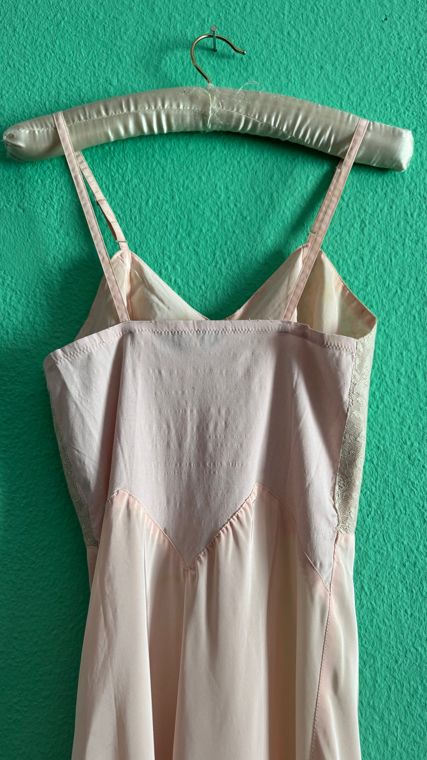1990s Blush Pink Lace Slip Dress