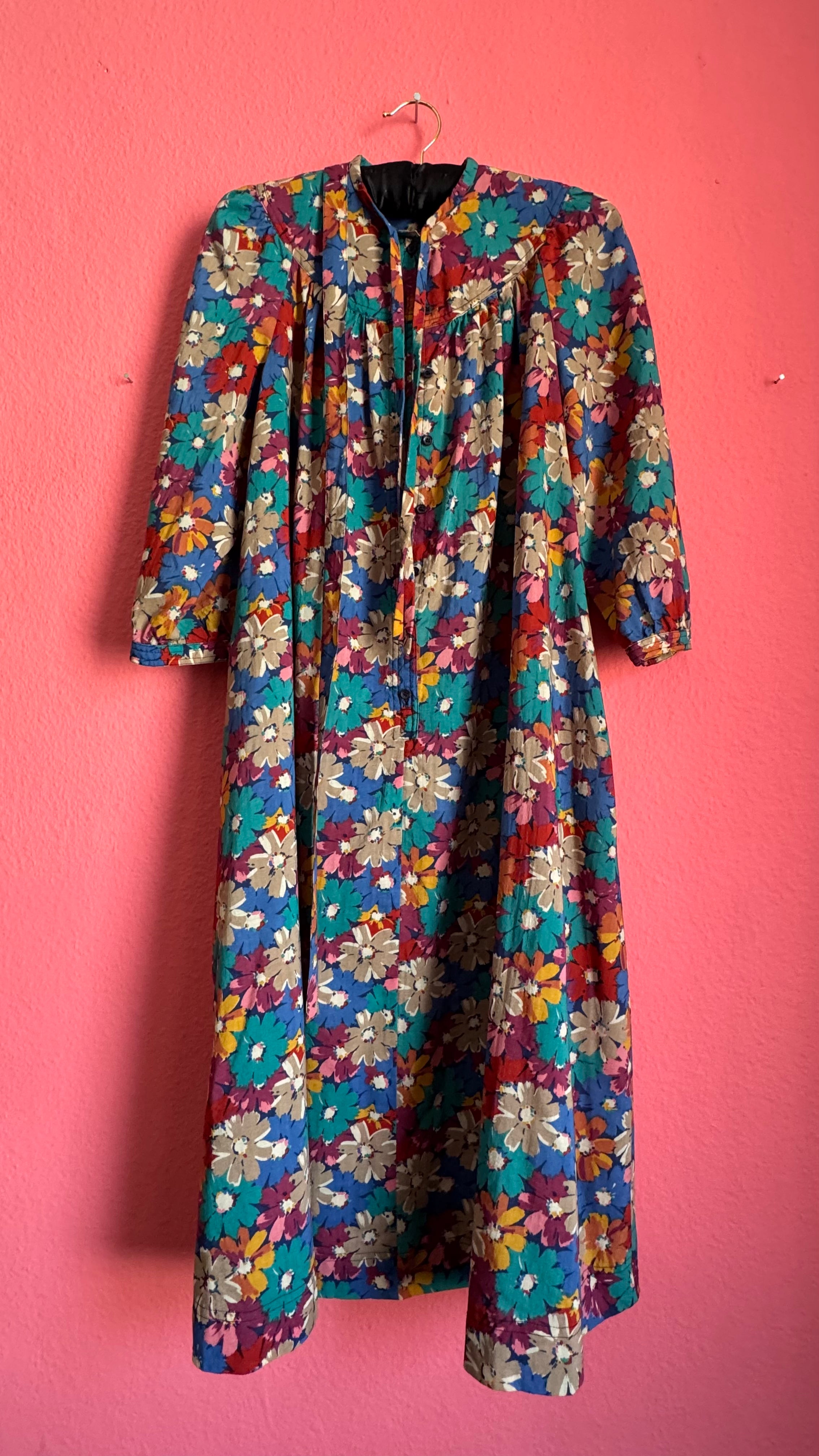 Vintage Floral Cotton House Dress