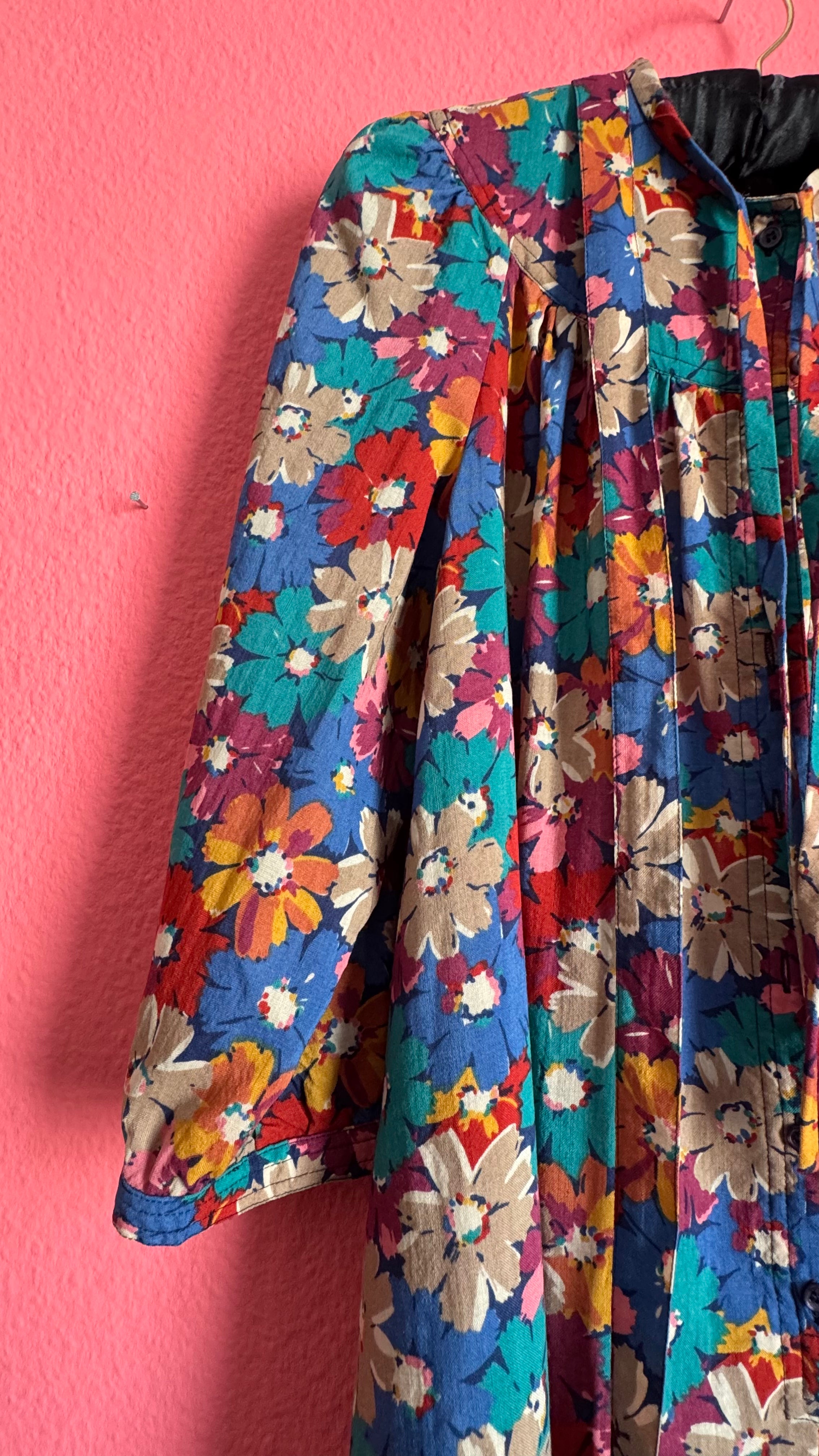 Vintage Floral Cotton House Dress