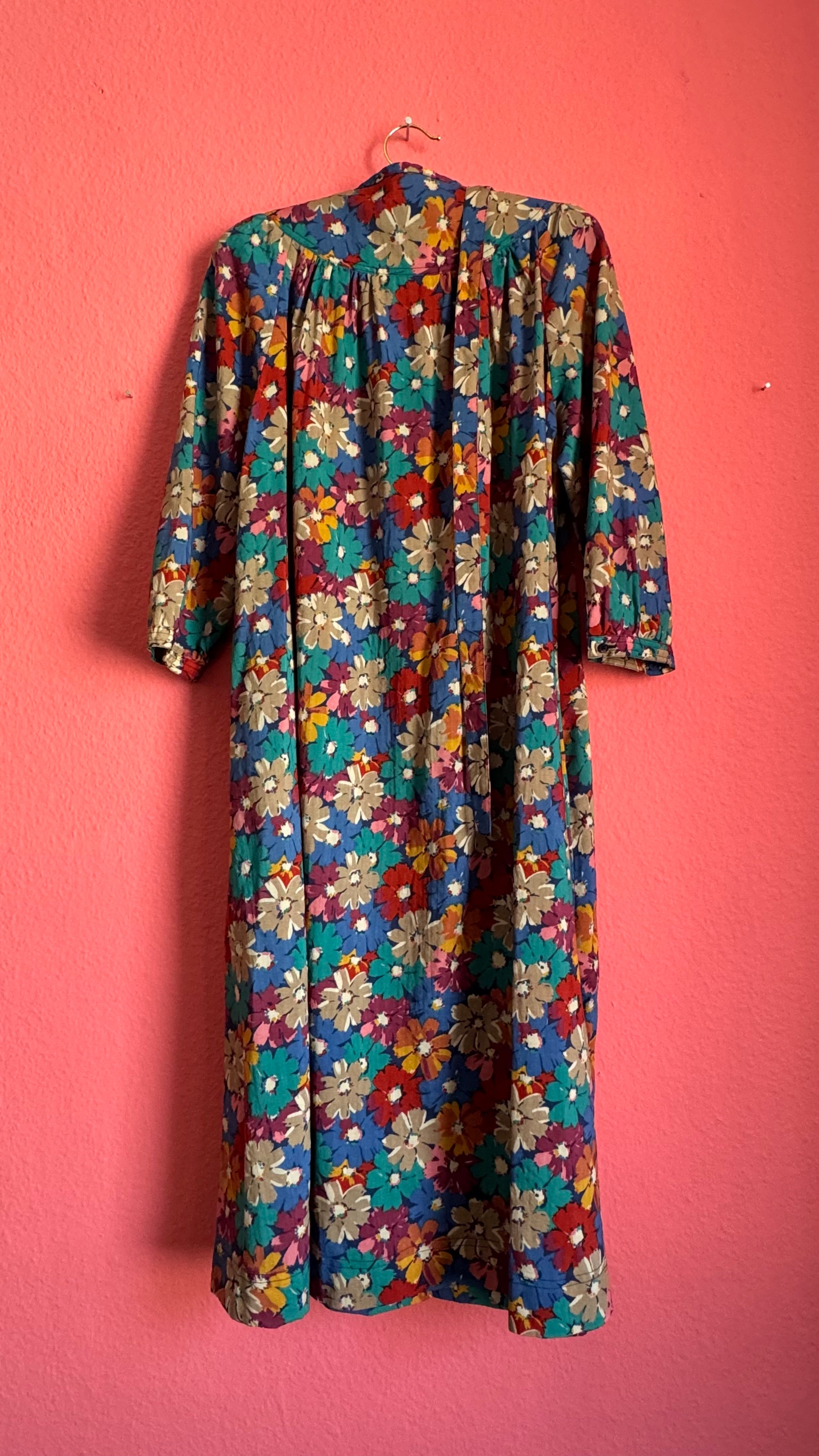Vintage Floral Cotton House Dress