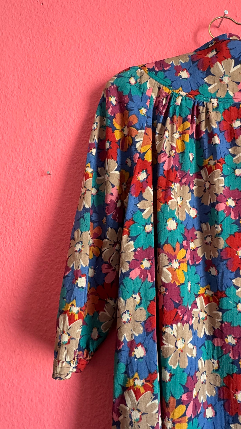 Vintage Floral Cotton House Dress