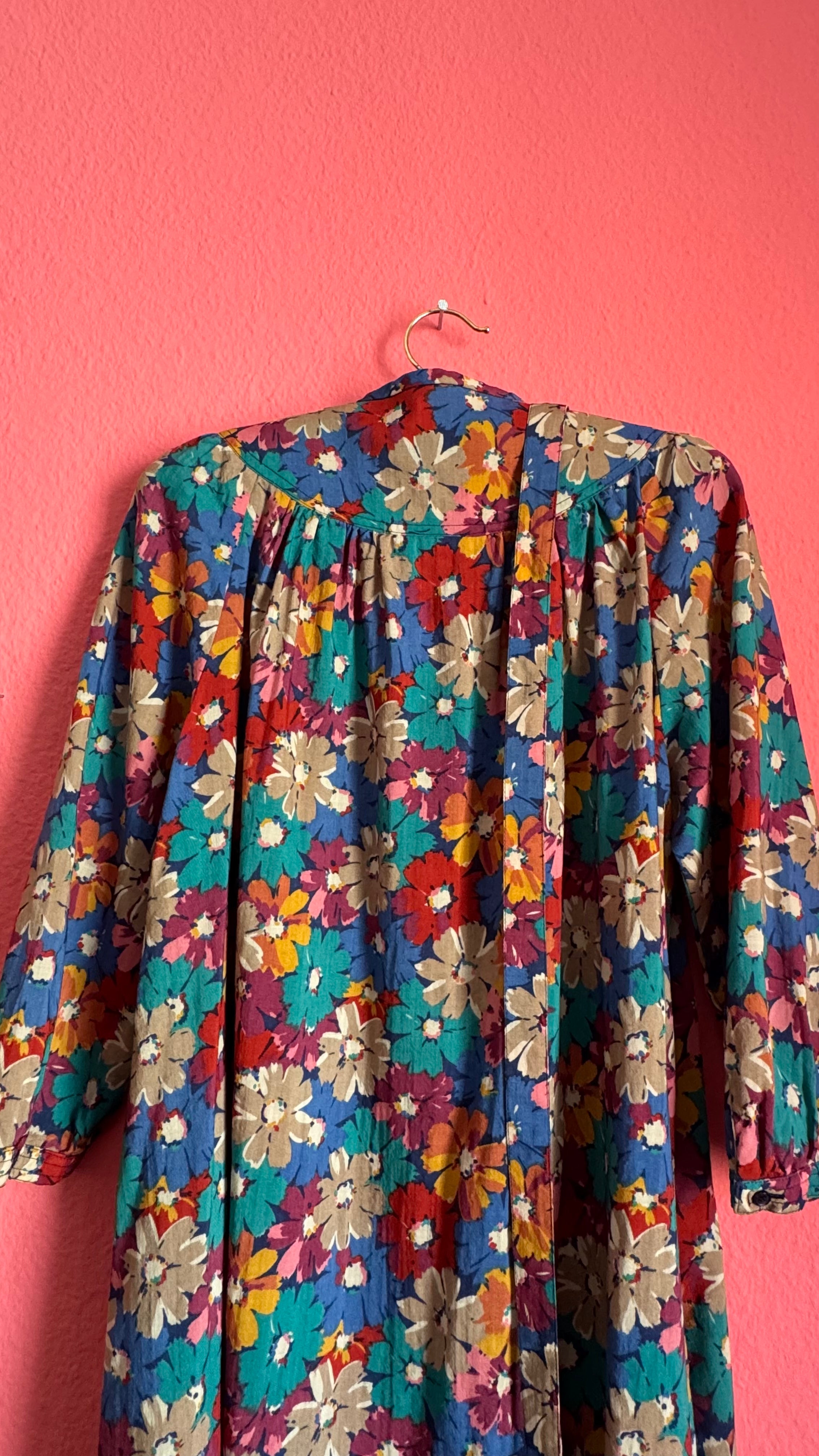 Vintage Floral Cotton House Dress