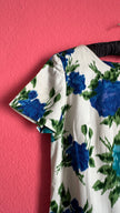 Vintage Blue Floral Shift Dress