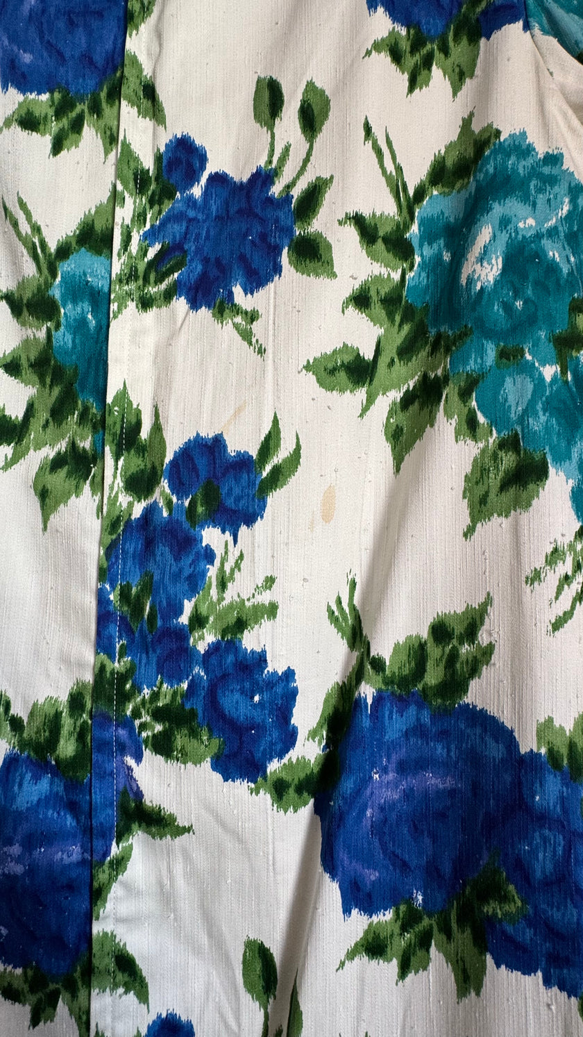 Vintage Blue Floral Shift Dress