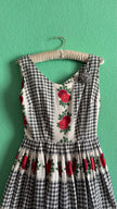 Vintage 1950s Gingham And Apple Print Cotton Dress