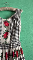 Vintage 1950s Gingham And Apple Print Cotton Dress