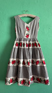 Vintage 1950s Gingham And Apple Print Cotton Dress