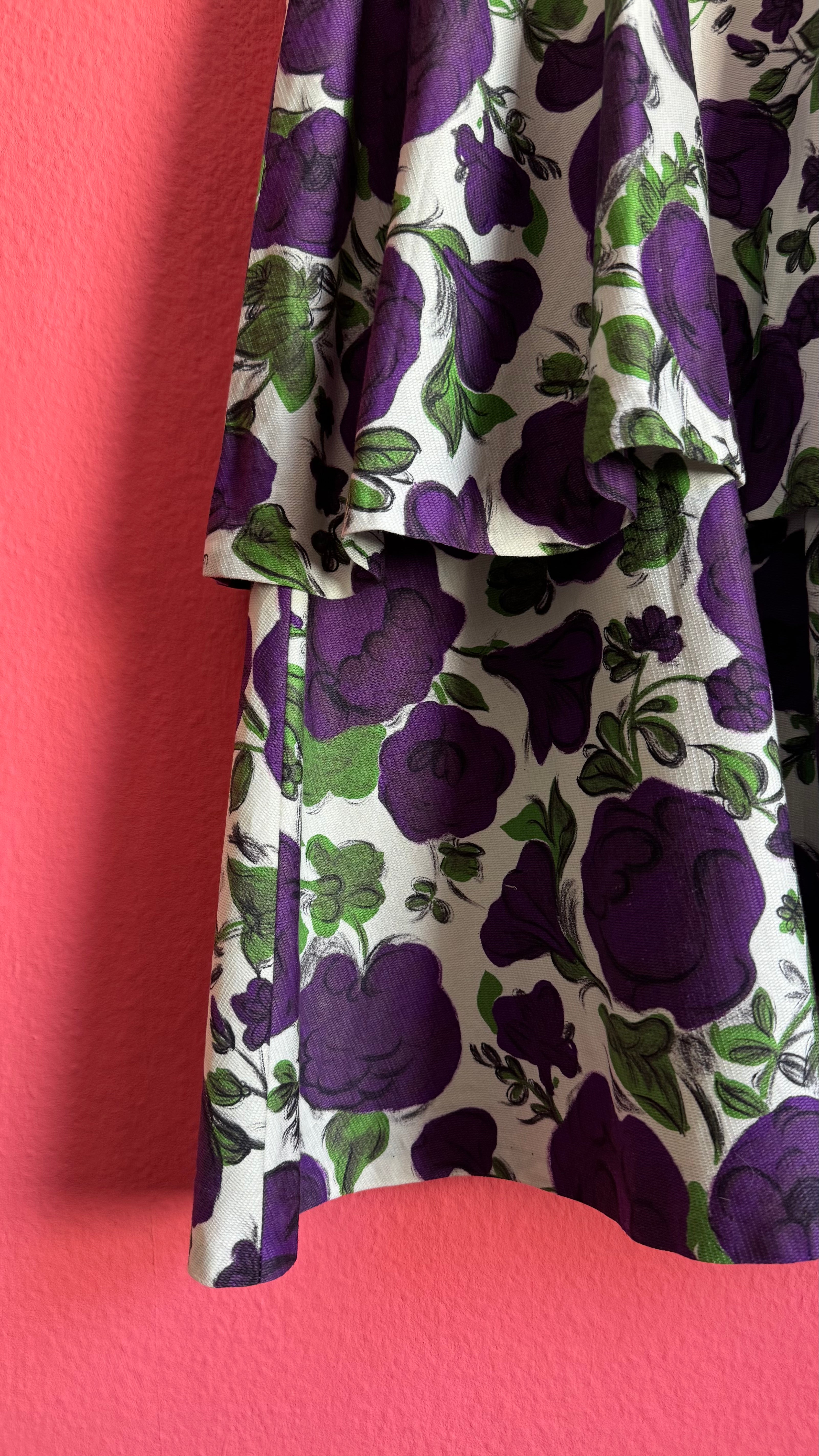 Vintage 1950s Purple Floral Cotton Dress