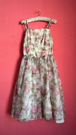 1980s Sheer Floral Organza Party Dress