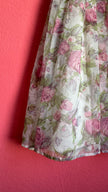 1980s Sheer Floral Organza Party Dress