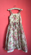 1980s Sheer Floral Organza Party Dress