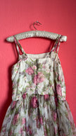 1980s Sheer Floral Organza Party Dress