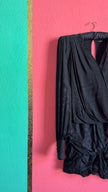 Balmain x H&M Black Draped Jacquard Blouse