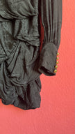 Balmain x H&M Black Draped Jacquard Blouse