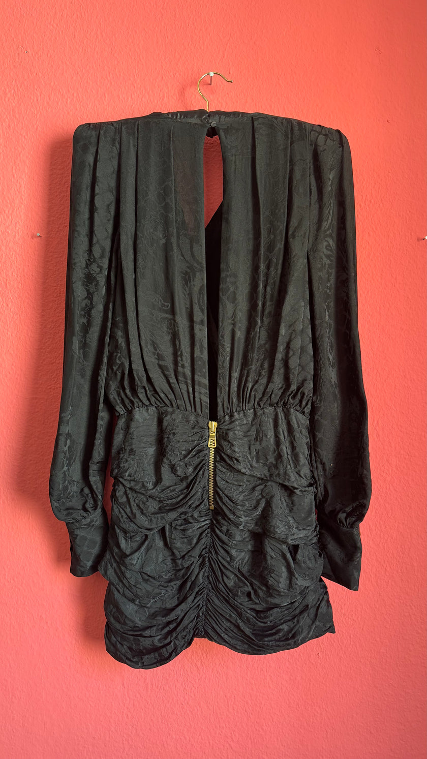 Balmain x H&M Black Draped Jacquard Blouse