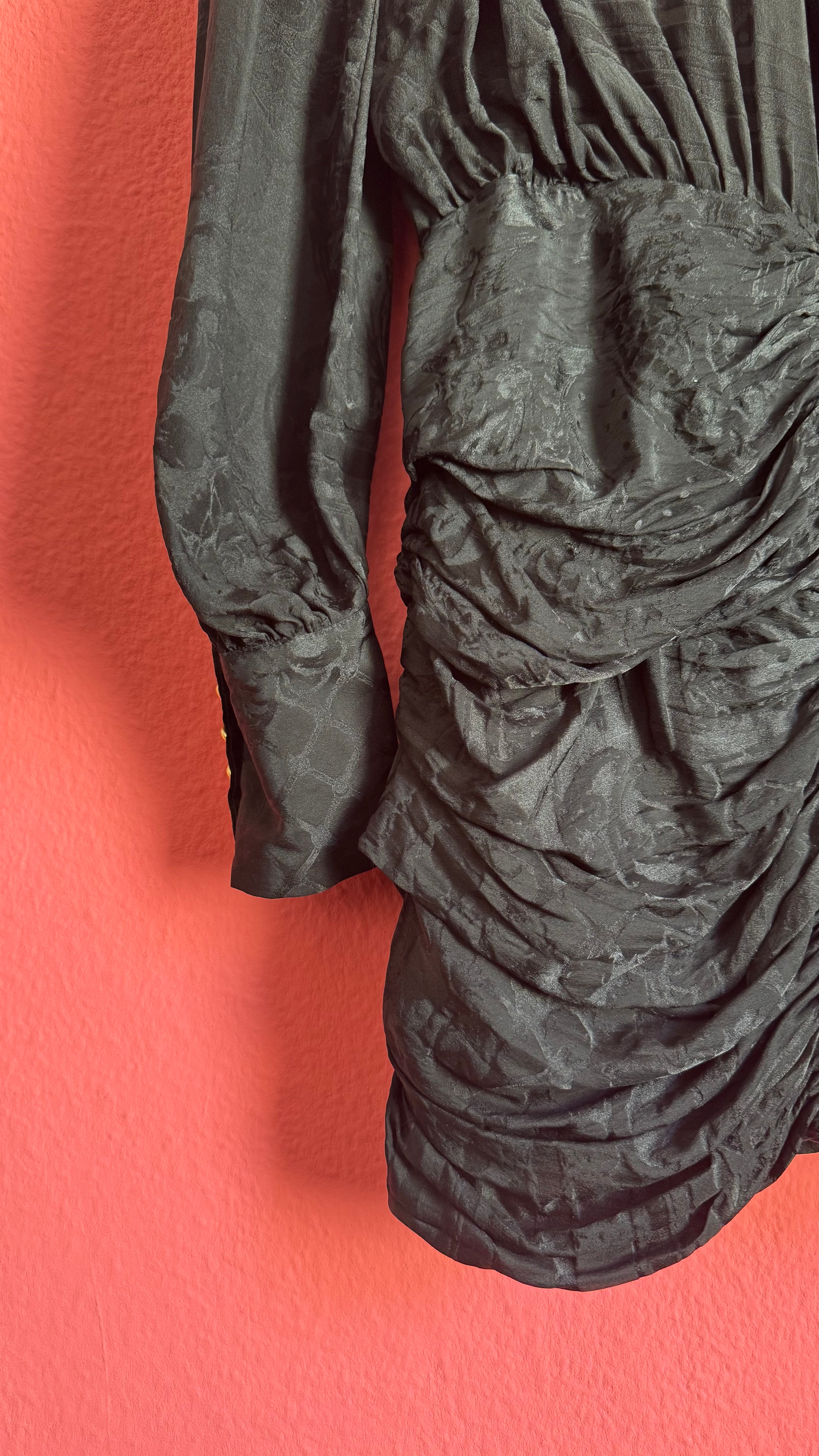 Balmain x H&M Black Draped Jacquard Blouse