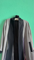 Japanese Haori Kimono Jacket In Taupe And Black With Abstract Panel Details