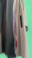 Japanese Haori Kimono Jacket In Taupe And Black With Abstract Panel Details