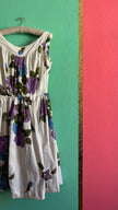 1950s White Cotton Floral Dress