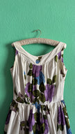 1950s White Cotton Floral Dress