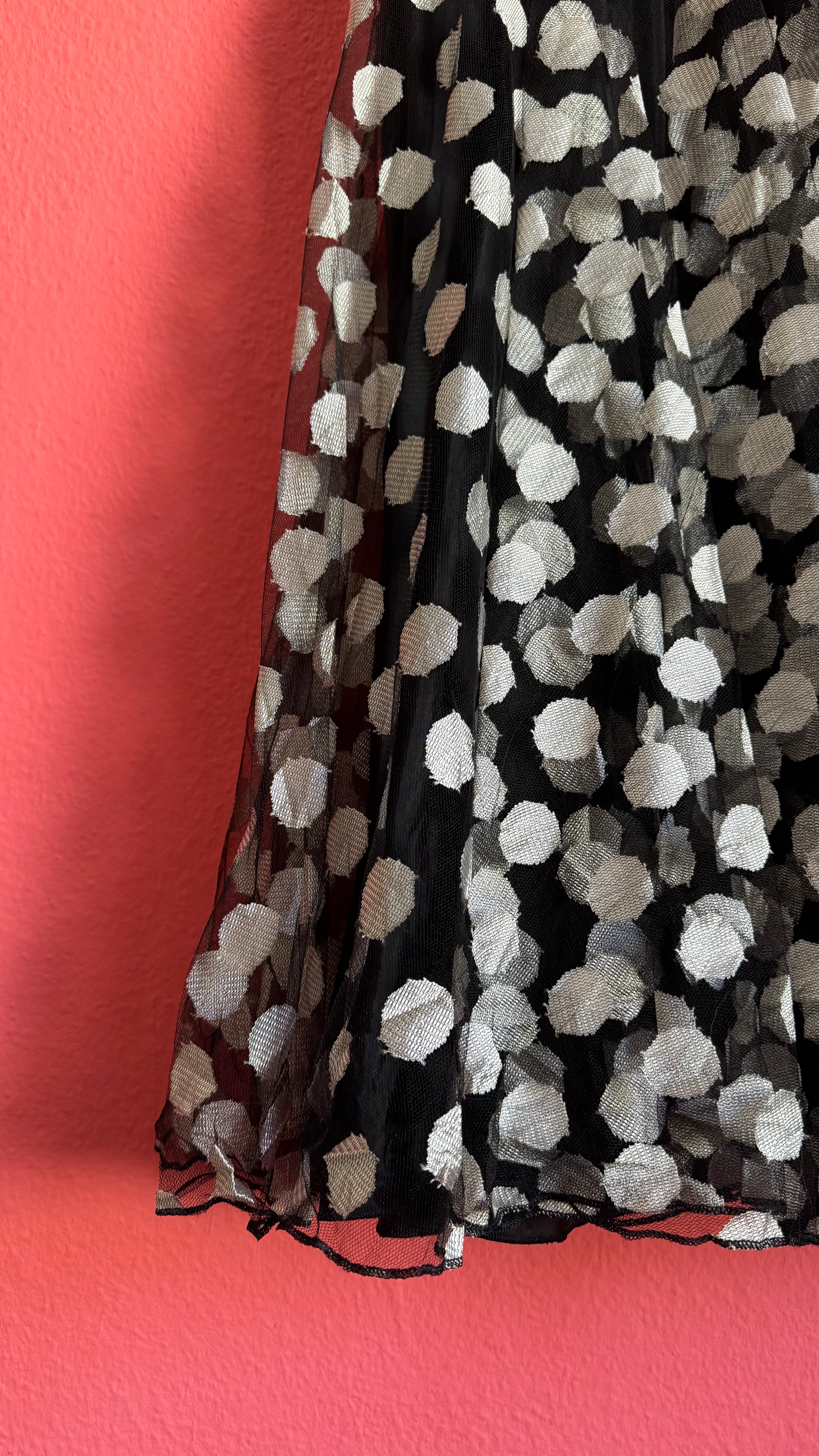 Black Polka Dot Tulle Dress with Satin Straps
