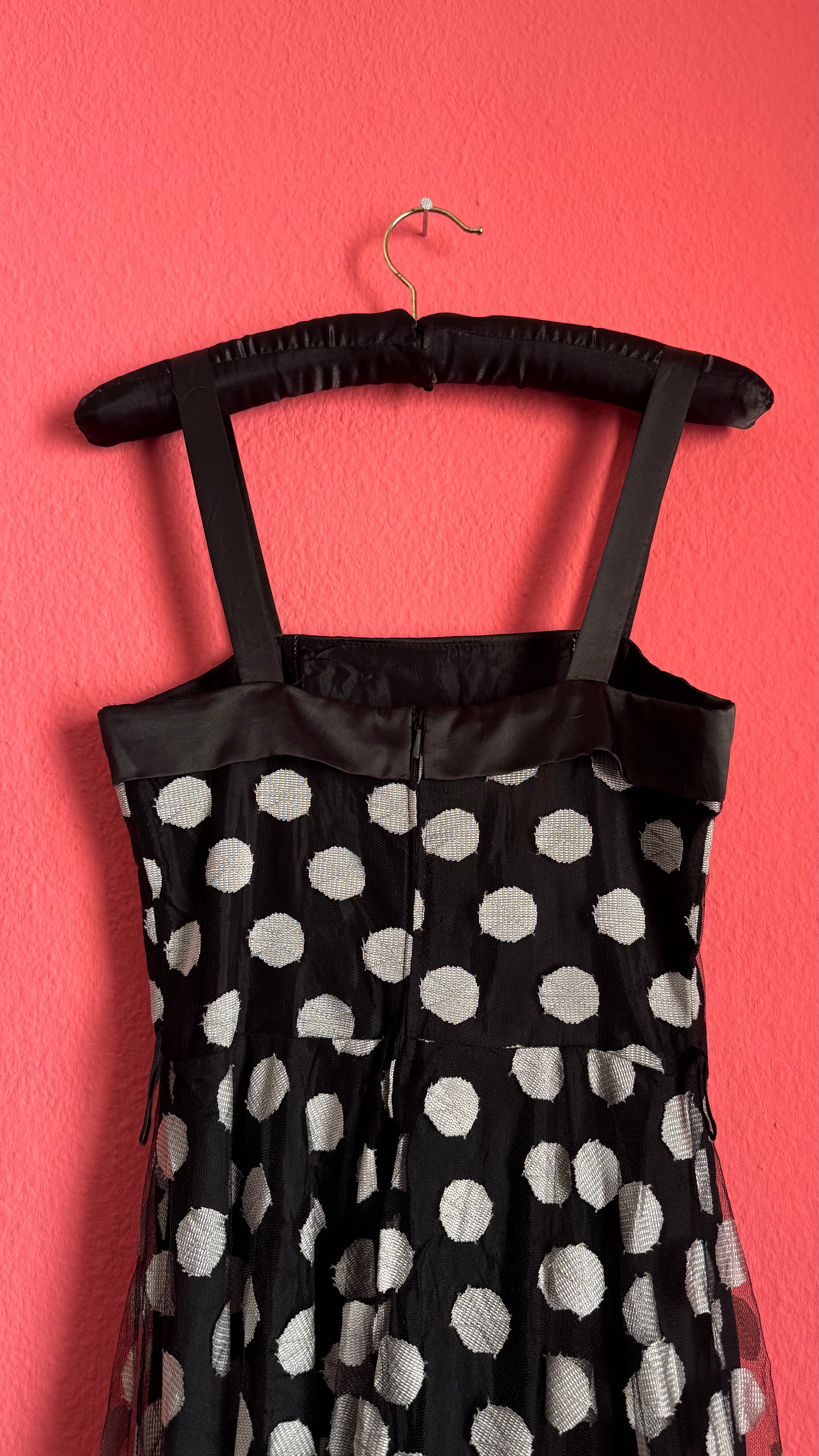 Black Polka Dot Tulle Dress with Satin Straps
