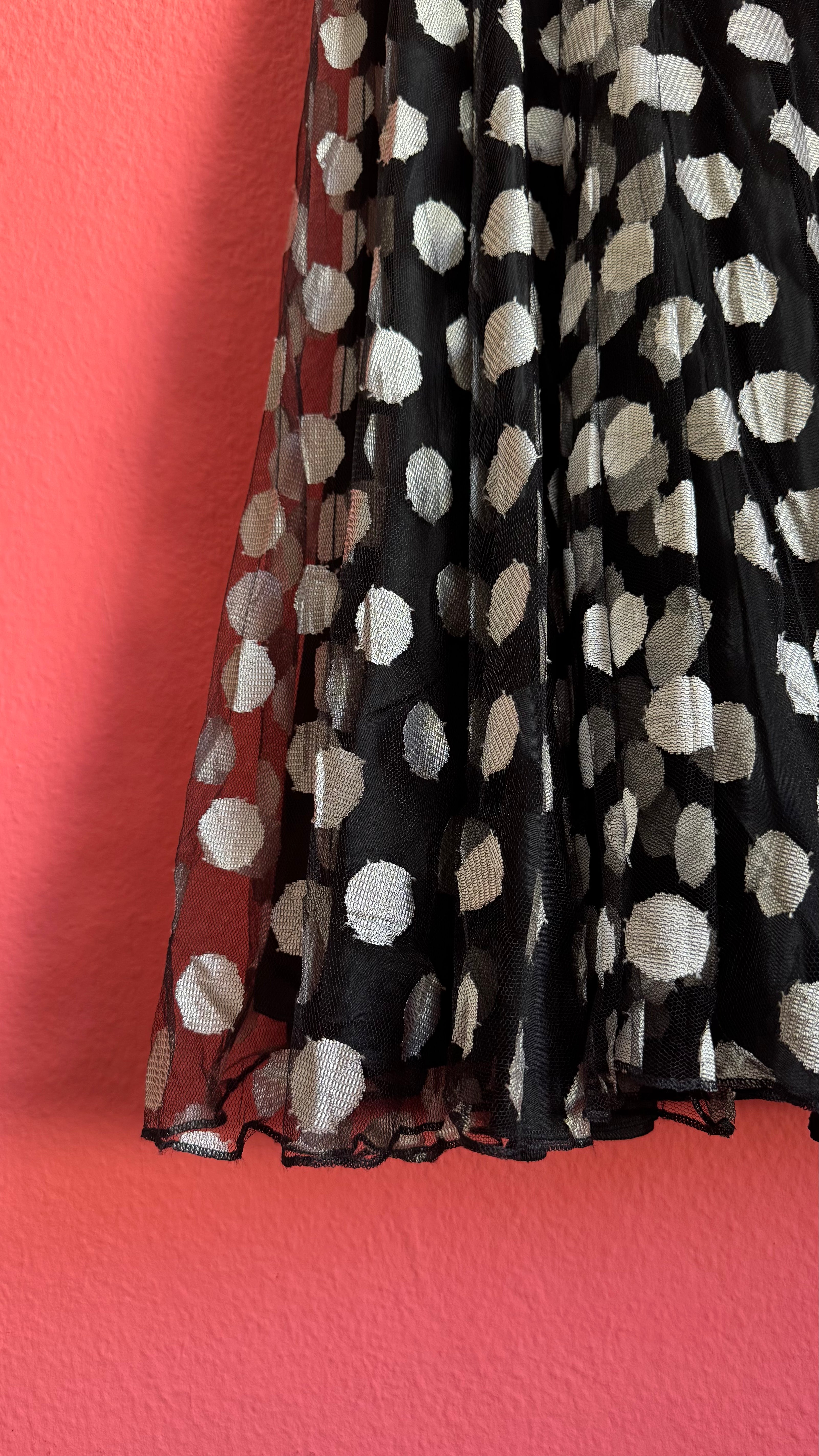 Black Polka Dot Tulle Dress with Satin Straps