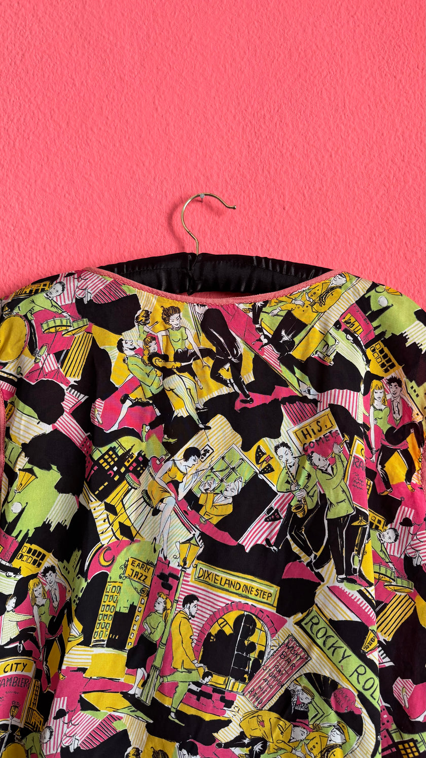 Vintage Rock ’n’ Roll Novelty Print Sleeveless Top