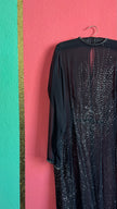 Vintage 1980s Black Sheer Rhinestone Evening Caftan