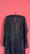 Vintage 1980s Black Sheer Rhinestone Evening Caftan