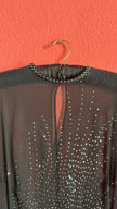 Vintage 1980s Black Sheer Rhinestone Evening Caftan