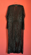 Vintage 1980s Black Sheer Rhinestone Evening Caftan