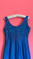 Vintage 1990s Electric Blue Beaded Evening Dress