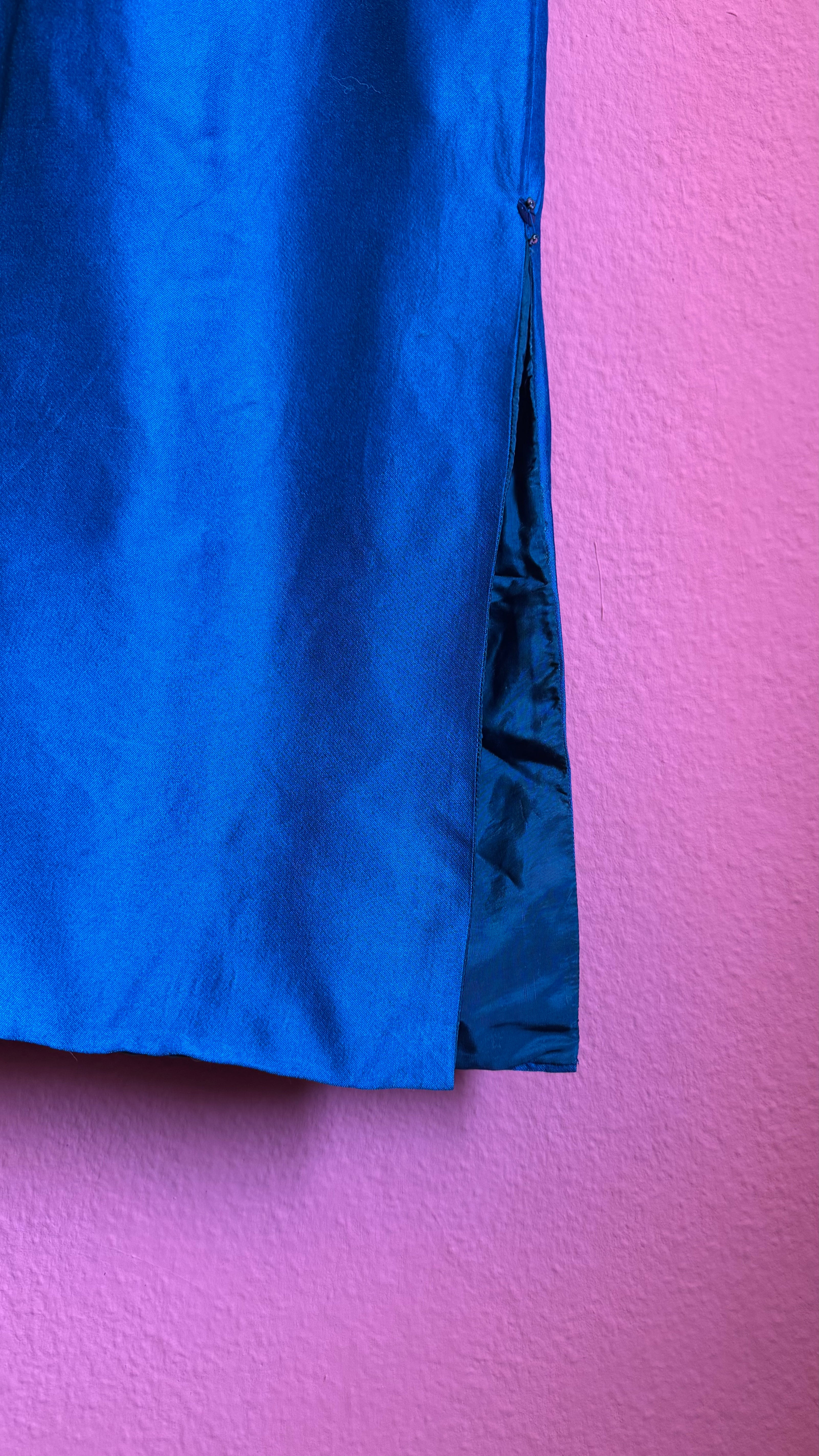 Vintage 1990s Electric Blue Beaded Evening Dress