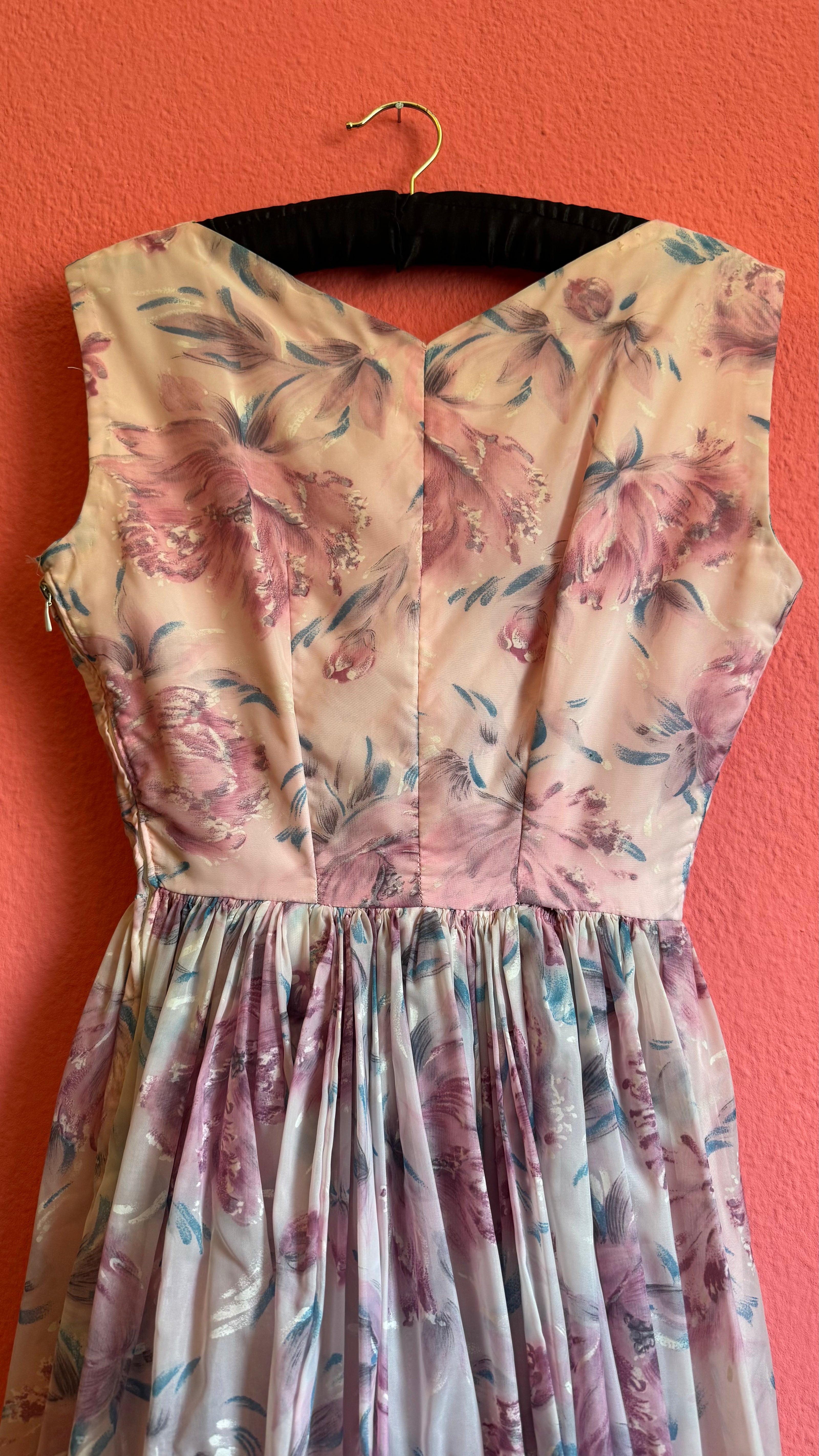 Vintage 1950s Style Pastel Floral Party Dress