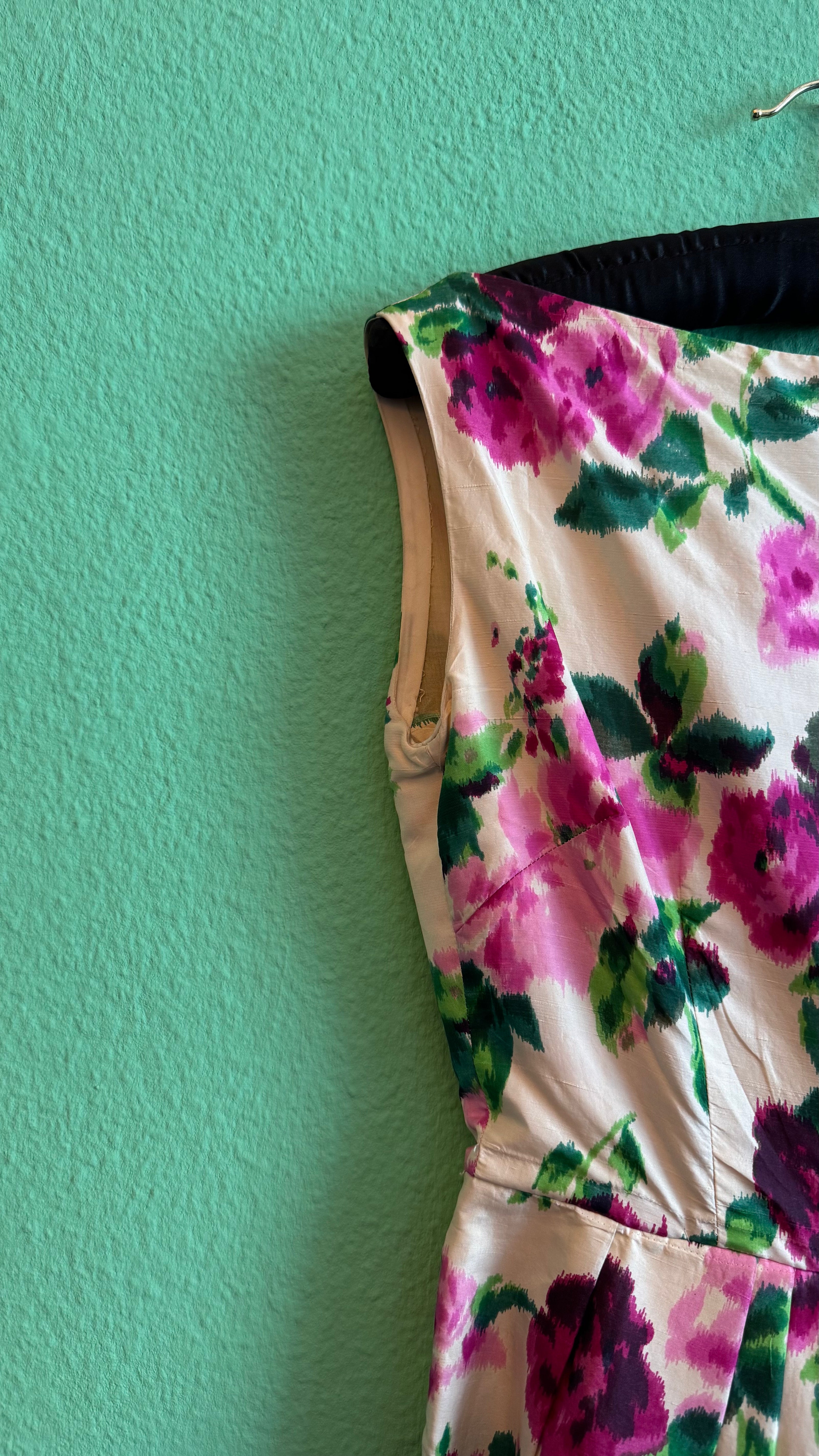 Vintage 1950s Floral Fit And Flare Dress