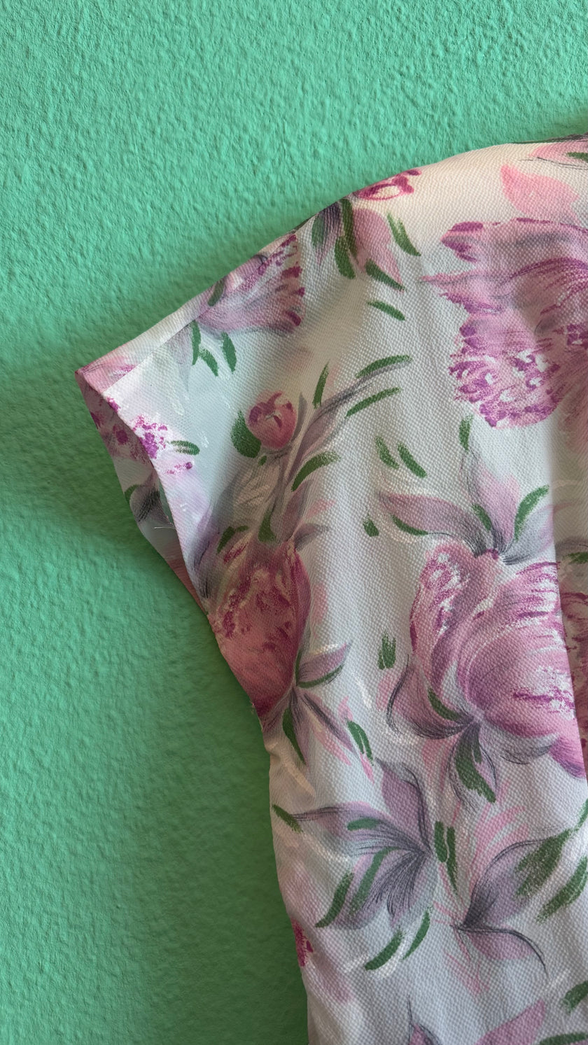 1980s Romantic Floral Tiered Dress