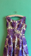 1950s Purple Floral Cocktail Dress