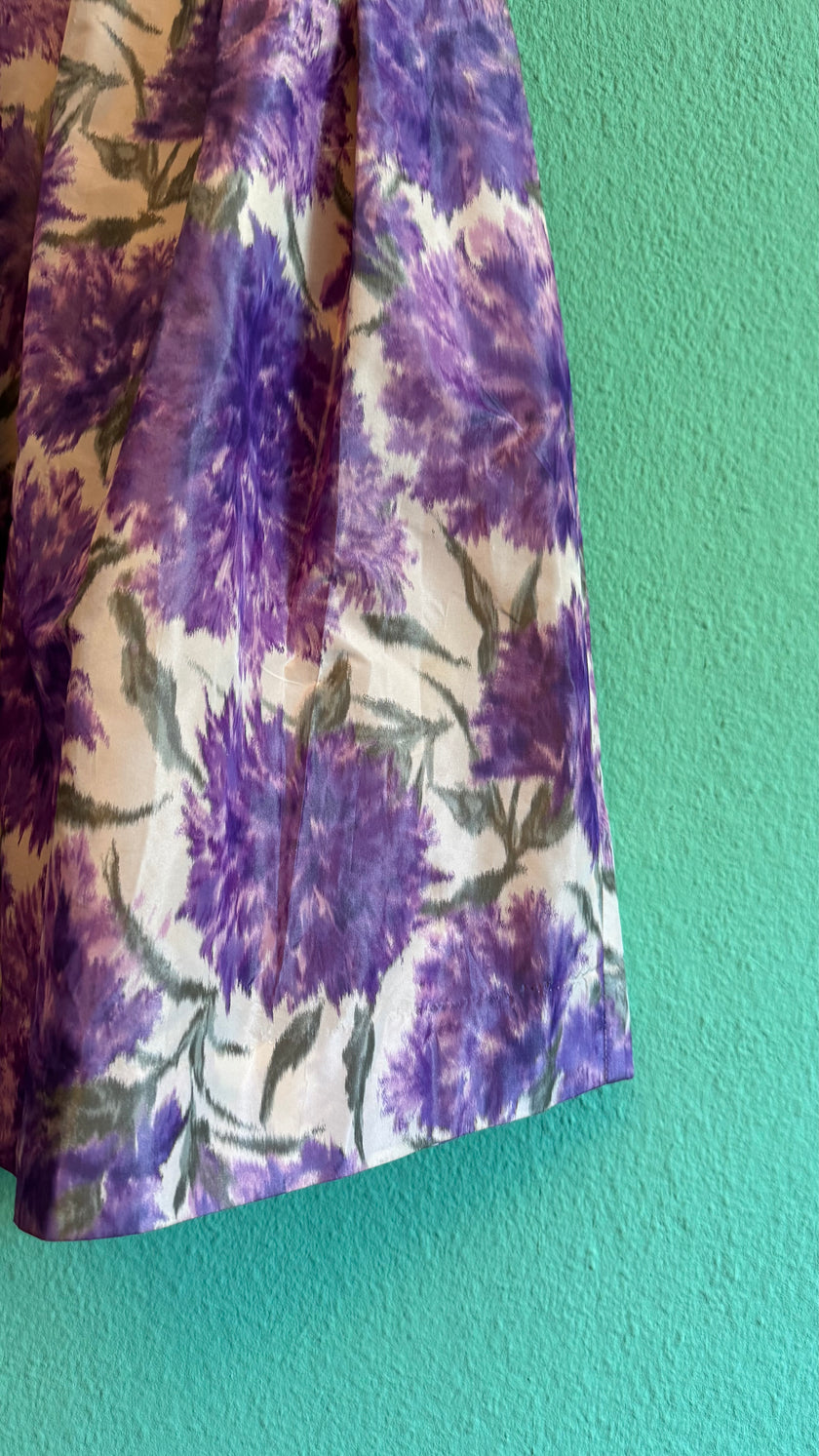 1950s Purple Floral Cocktail Dress